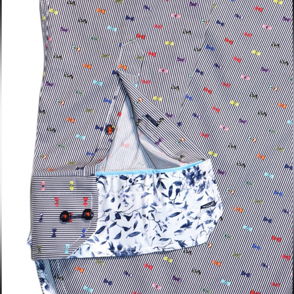 Mens Medium Bow Tie Printed Dress Shirt Perfect For Kentucky Derby or oaks